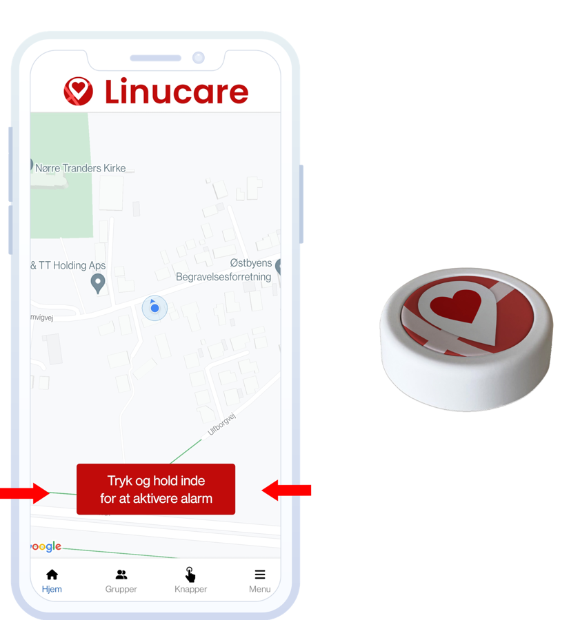 Linucare app og alarmknap